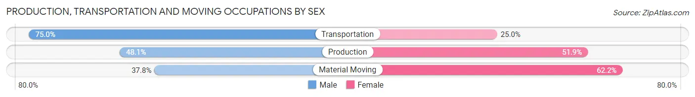 Production, Transportation and Moving Occupations by Sex in Zip Code 15238