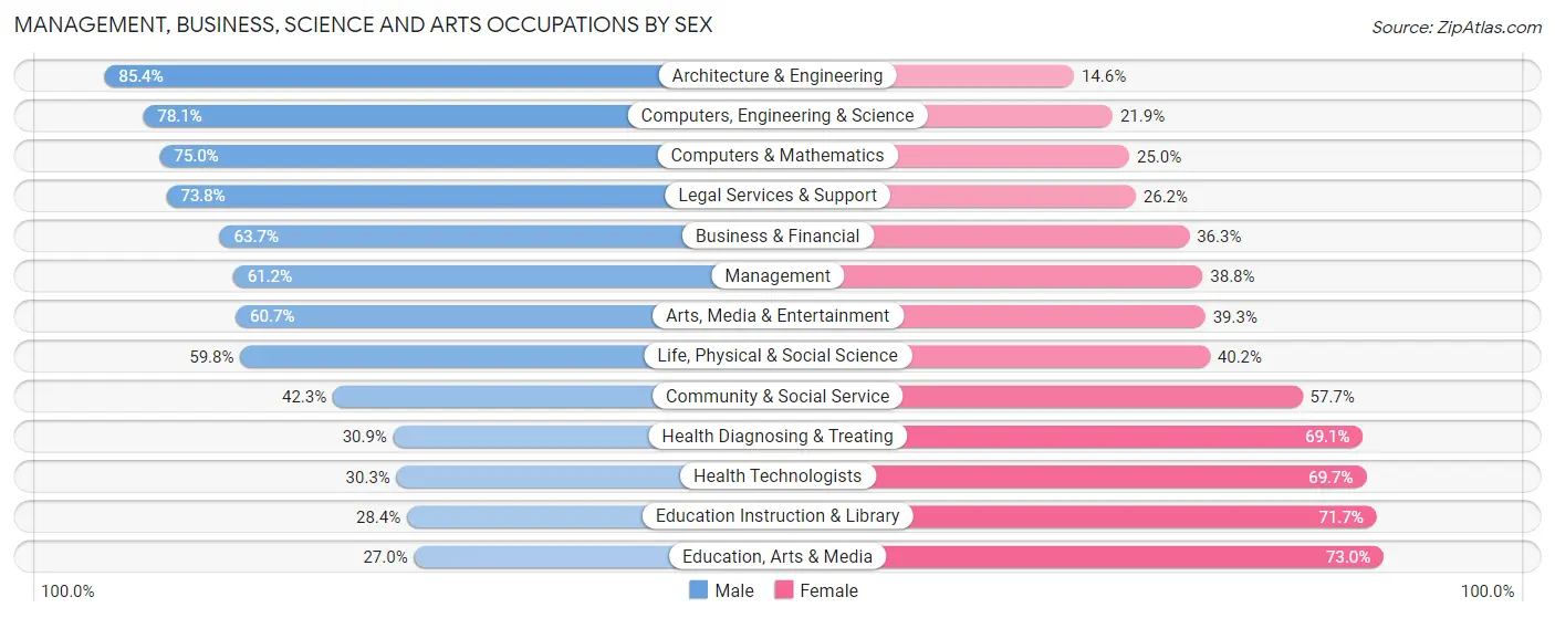Management, Business, Science and Arts Occupations by Sex in Zip Code 15241