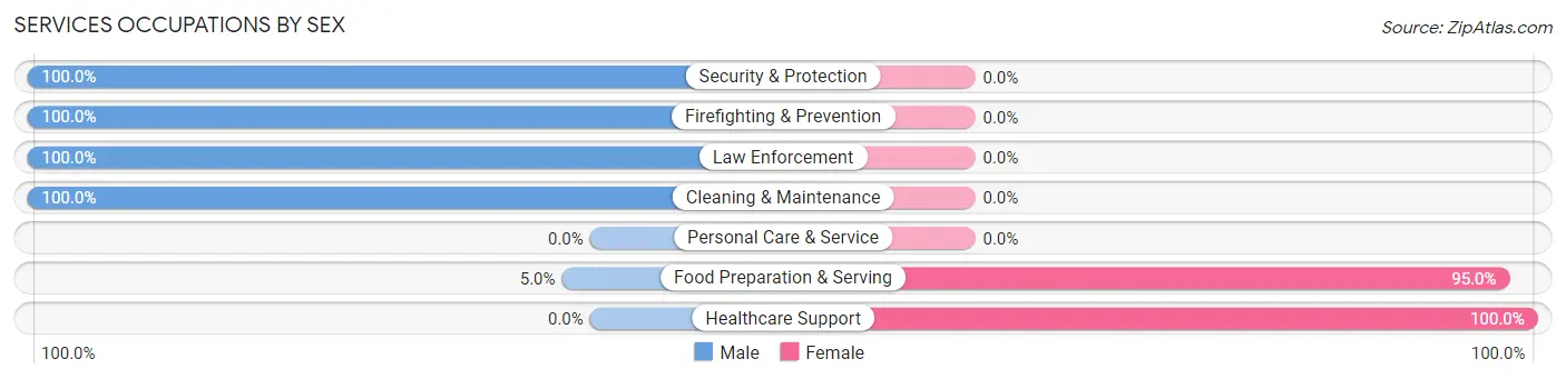 Services Occupations by Sex in Zip Code 15311