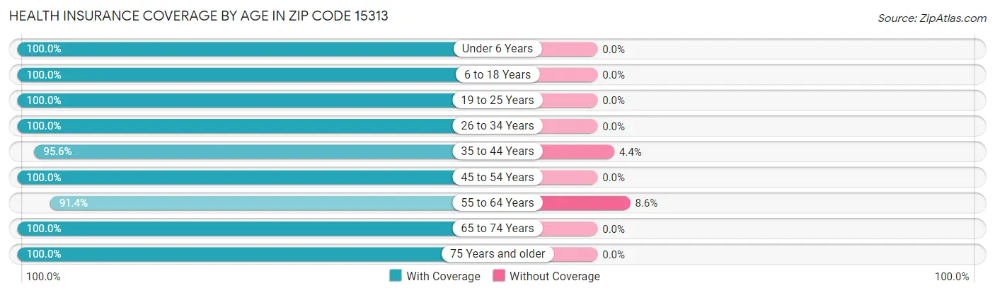 Health Insurance Coverage by Age in Zip Code 15313