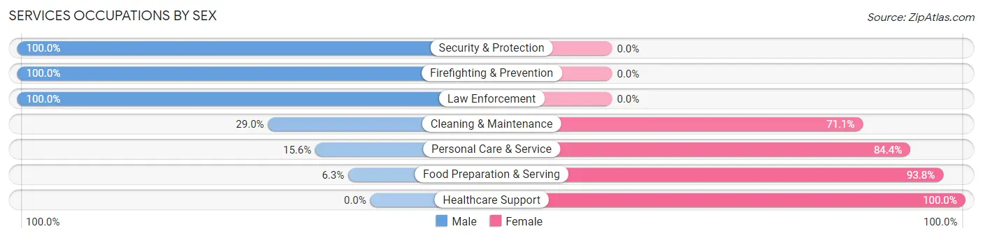 Services Occupations by Sex in Zip Code 15314