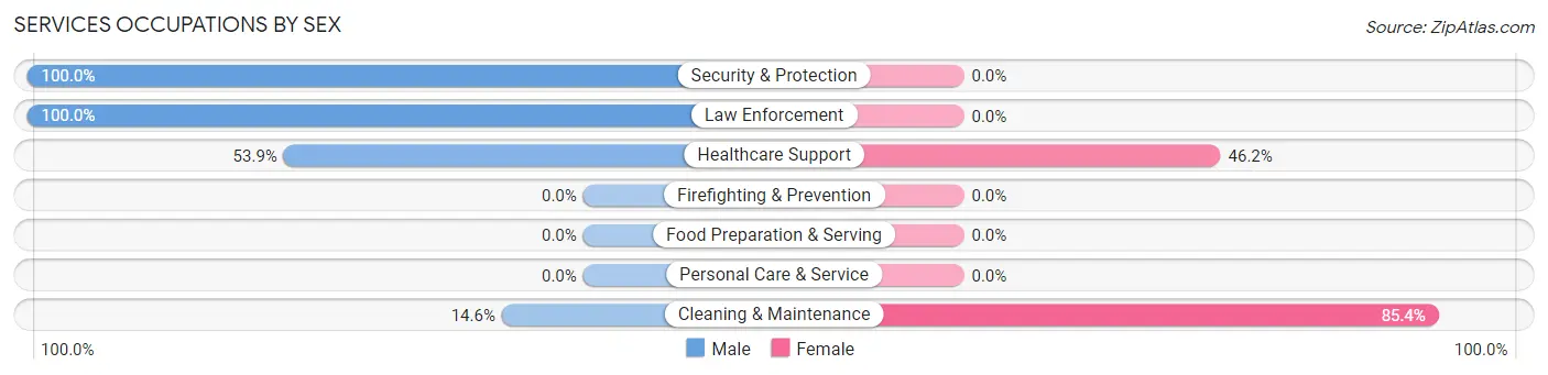 Services Occupations by Sex in Zip Code 15315