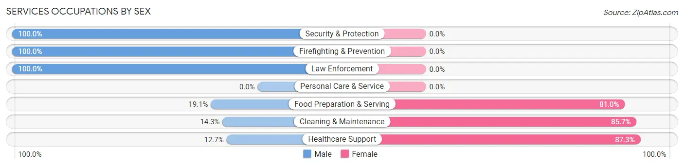 Services Occupations by Sex in Zip Code 15322