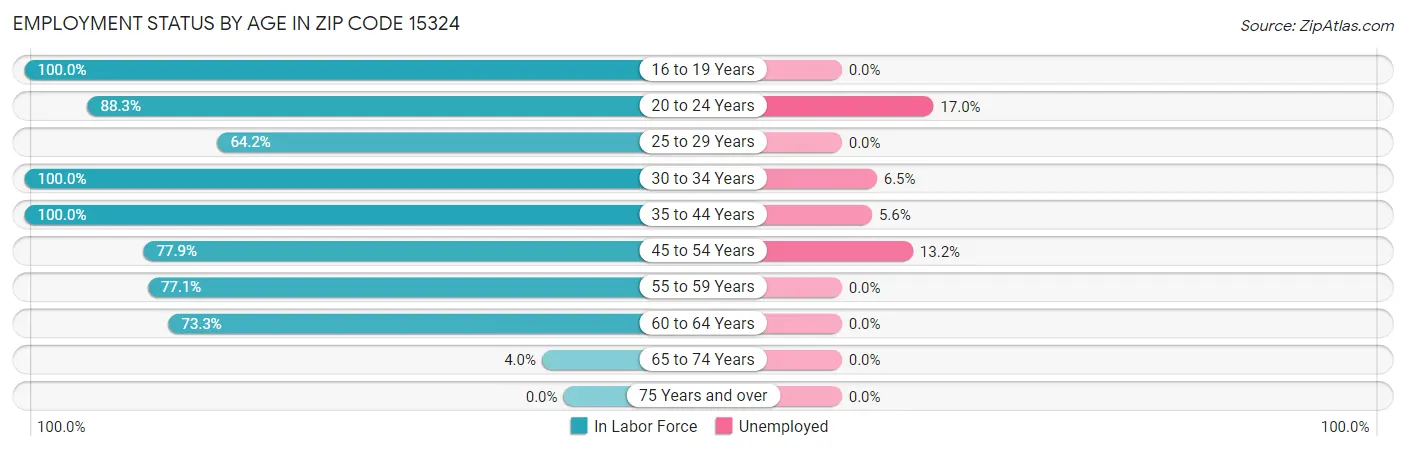 Employment Status by Age in Zip Code 15324