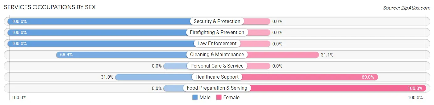 Services Occupations by Sex in Zip Code 15327