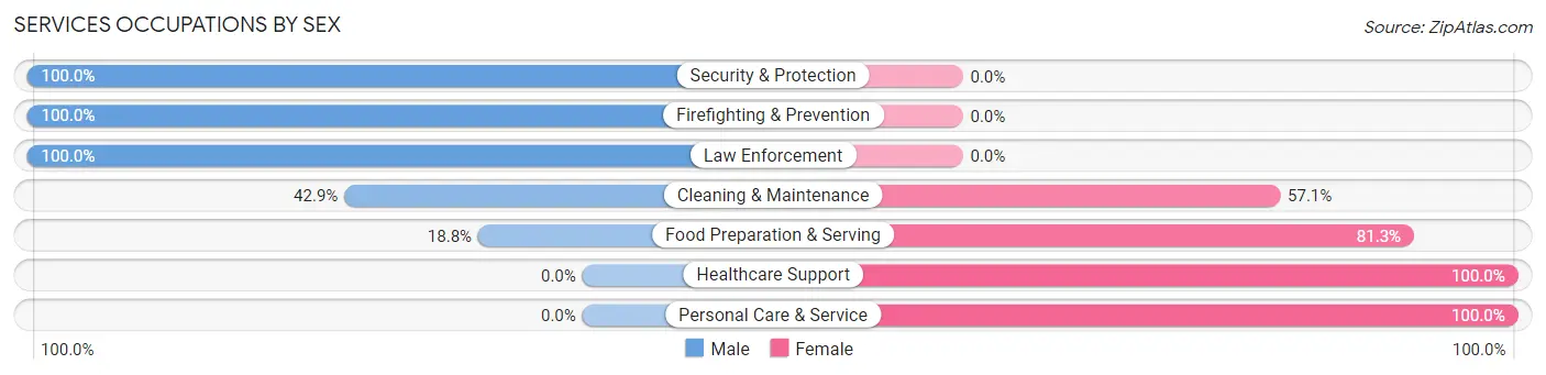 Services Occupations by Sex in Zip Code 15329