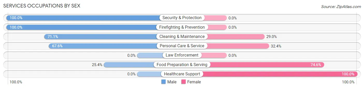Services Occupations by Sex in Zip Code 15330
