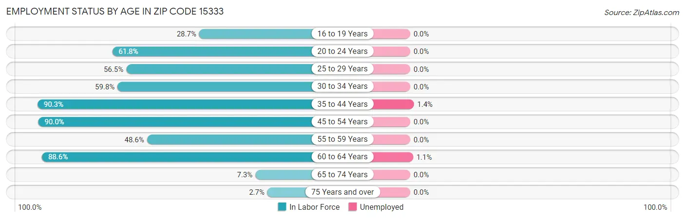 Employment Status by Age in Zip Code 15333