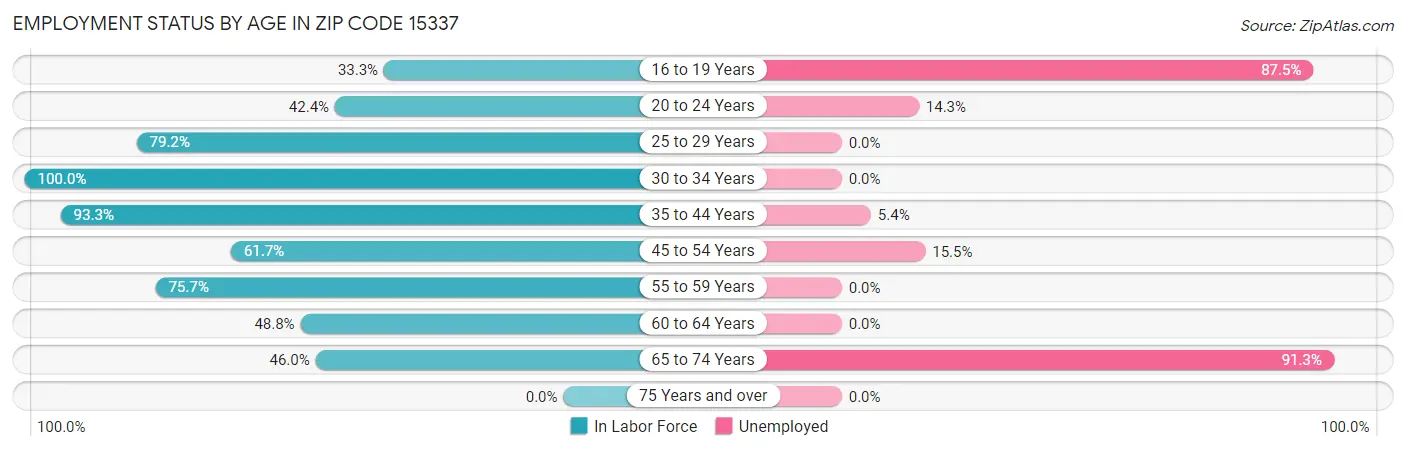 Employment Status by Age in Zip Code 15337