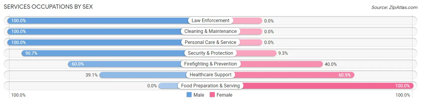 Services Occupations by Sex in Zip Code 15338