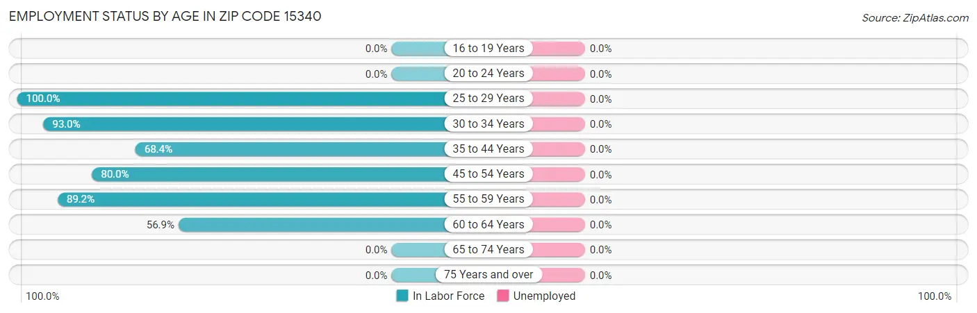 Employment Status by Age in Zip Code 15340