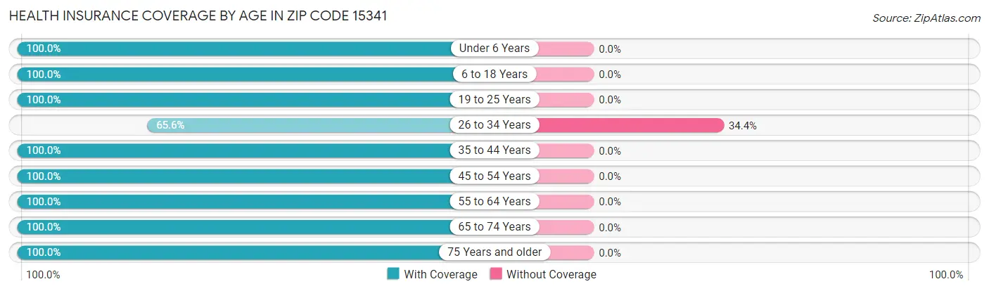 Health Insurance Coverage by Age in Zip Code 15341