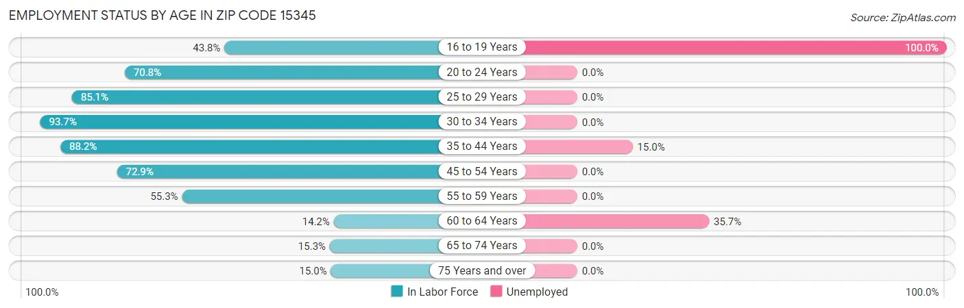 Employment Status by Age in Zip Code 15345