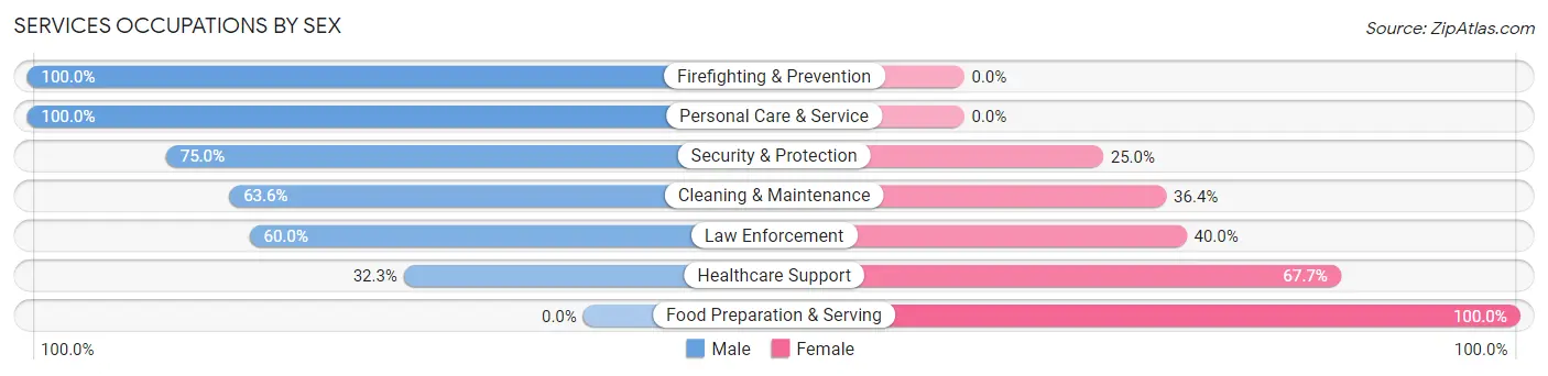 Services Occupations by Sex in Zip Code 15345