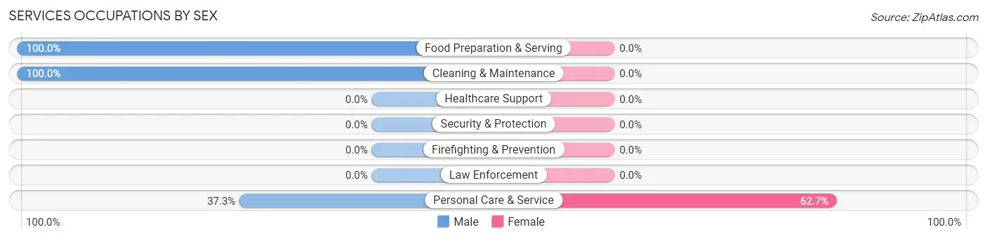 Services Occupations by Sex in Zip Code 15358