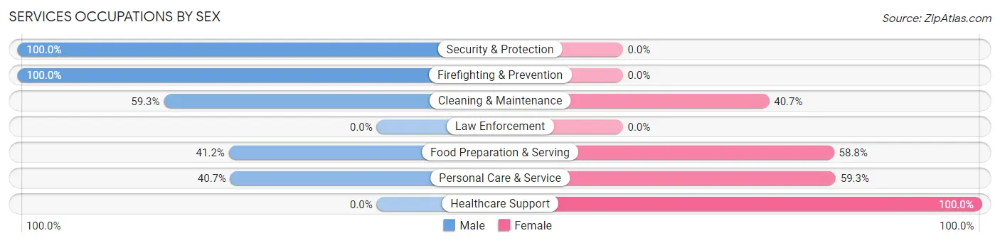 Services Occupations by Sex in Zip Code 15360