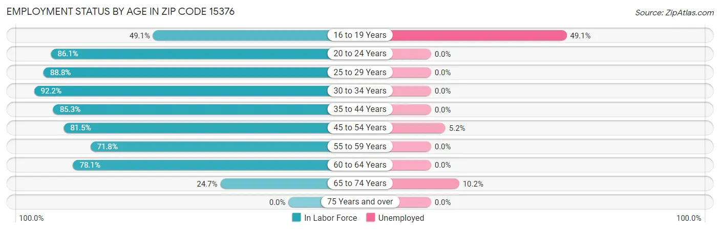Employment Status by Age in Zip Code 15376