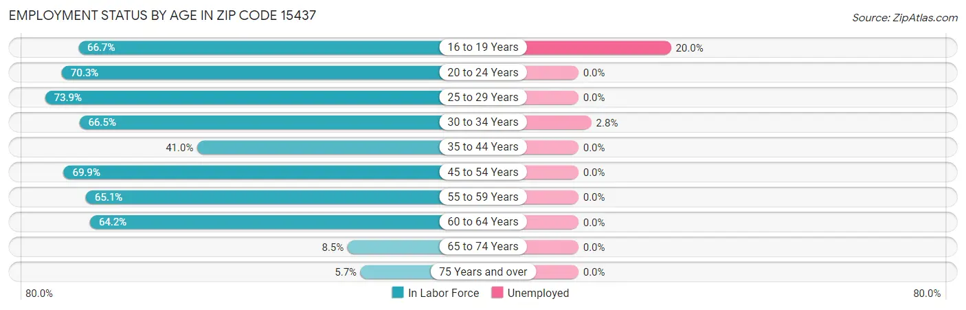 Employment Status by Age in Zip Code 15437