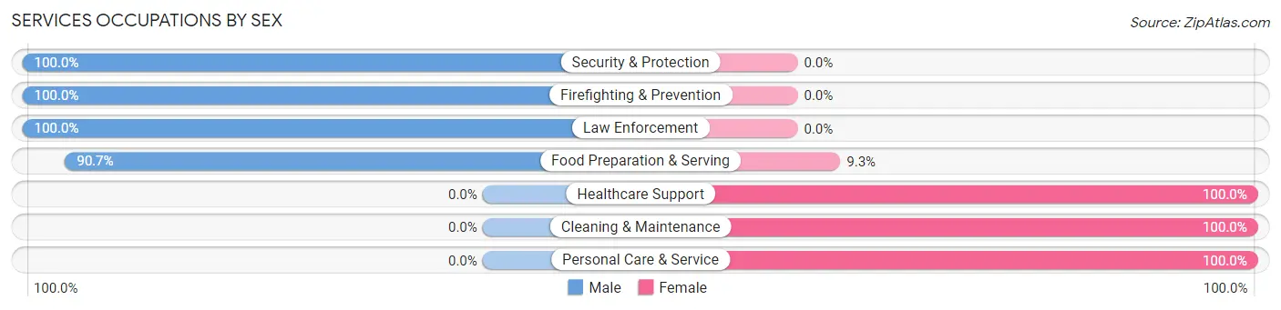 Services Occupations by Sex in Zip Code 15437