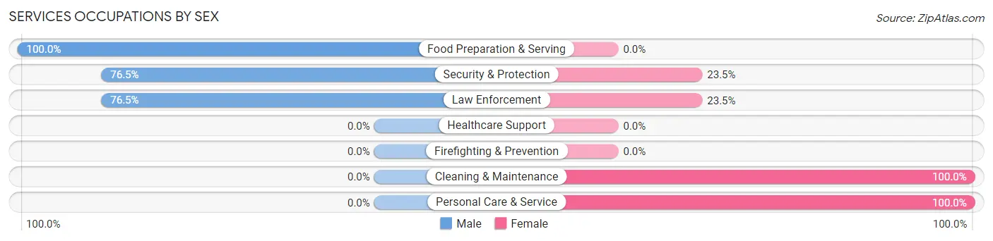 Services Occupations by Sex in Zip Code 15445