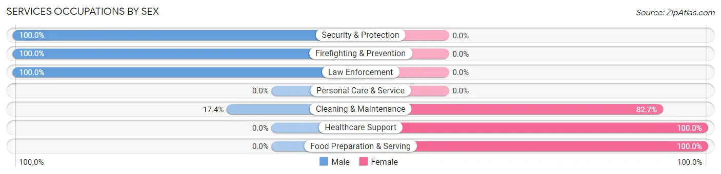 Services Occupations by Sex in Zip Code 15456
