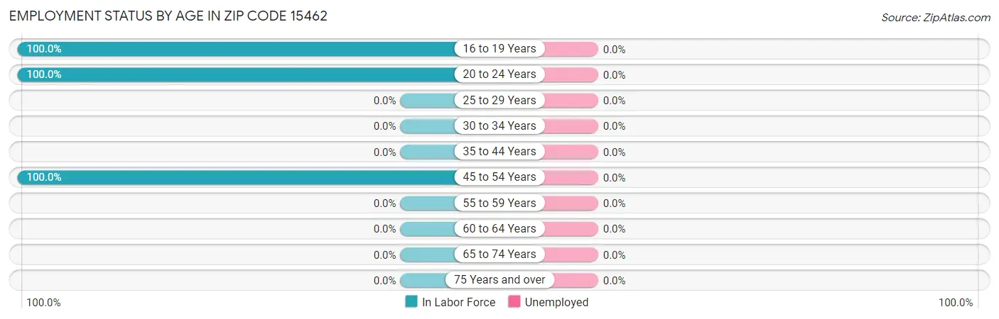 Employment Status by Age in Zip Code 15462
