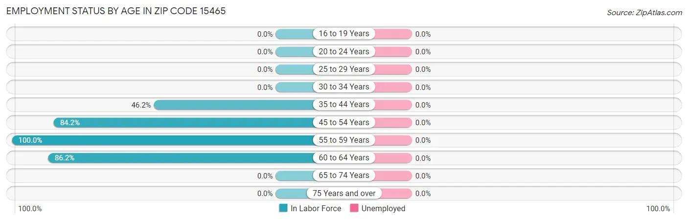 Employment Status by Age in Zip Code 15465