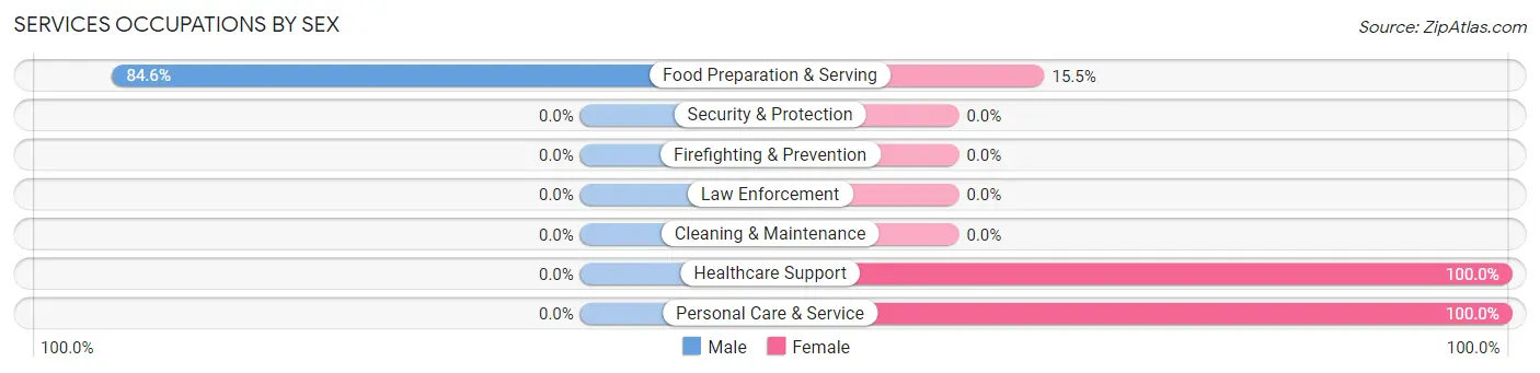 Services Occupations by Sex in Zip Code 15469