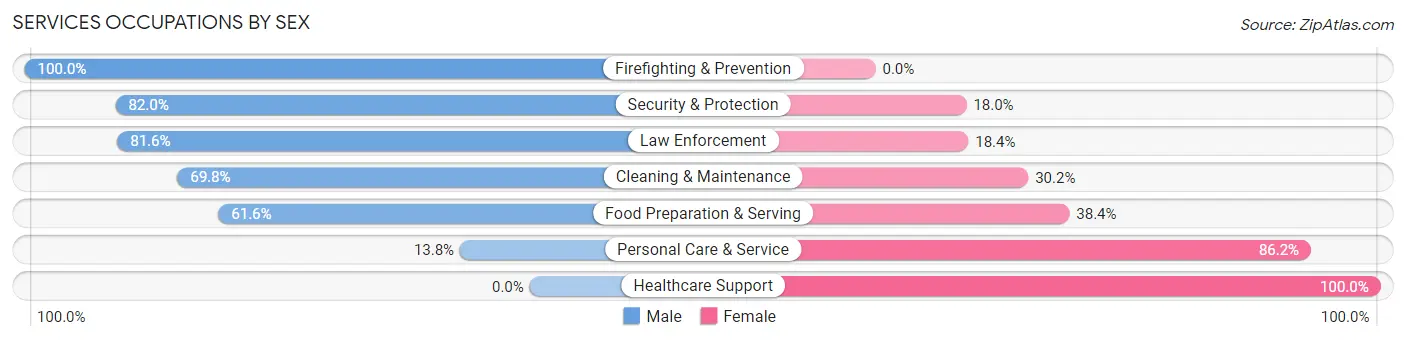 Services Occupations by Sex in Zip Code 15522