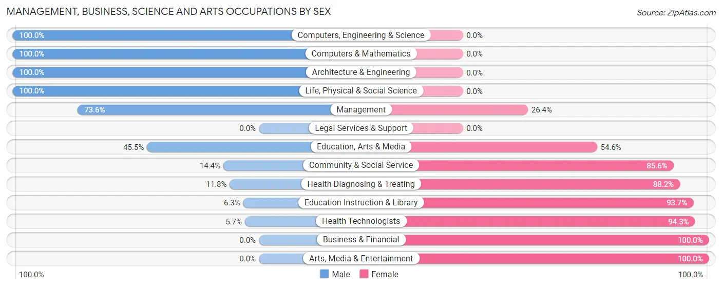 Management, Business, Science and Arts Occupations by Sex in Zip Code 15541