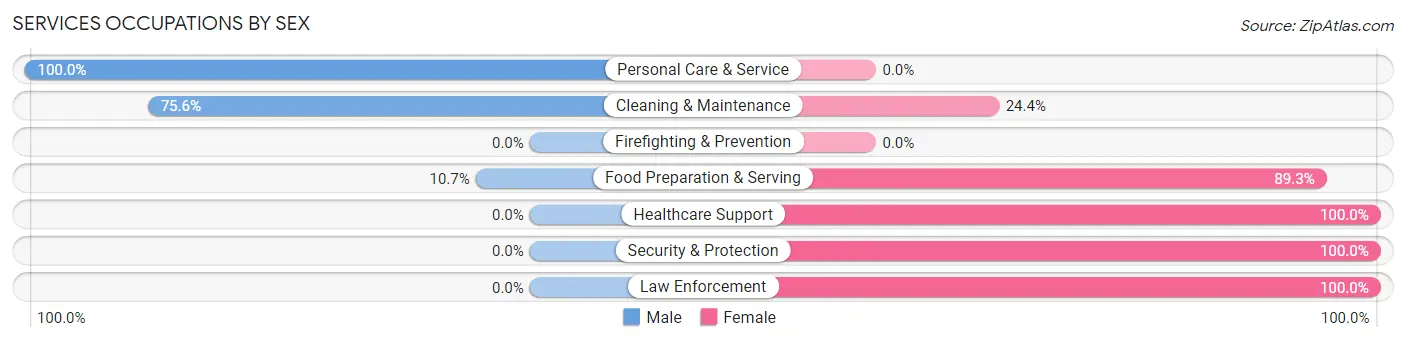 Services Occupations by Sex in Zip Code 15541