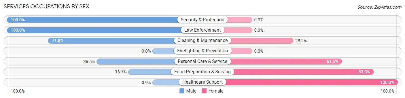 Services Occupations by Sex in Zip Code 15550