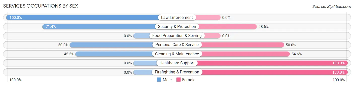 Services Occupations by Sex in Zip Code 15551