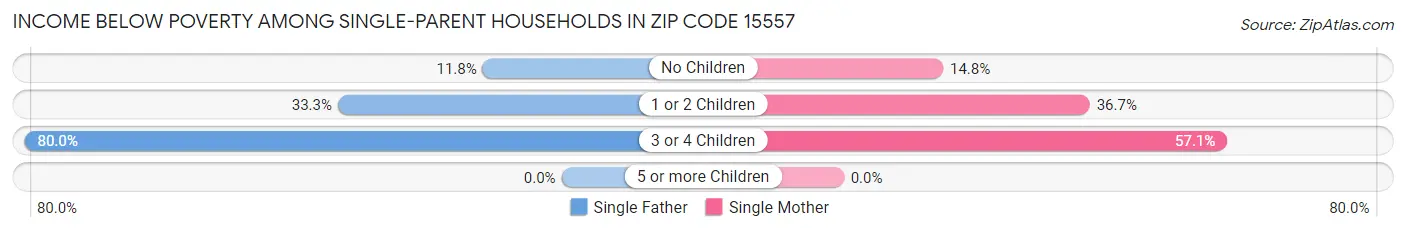 Income Below Poverty Among Single-Parent Households in Zip Code 15557