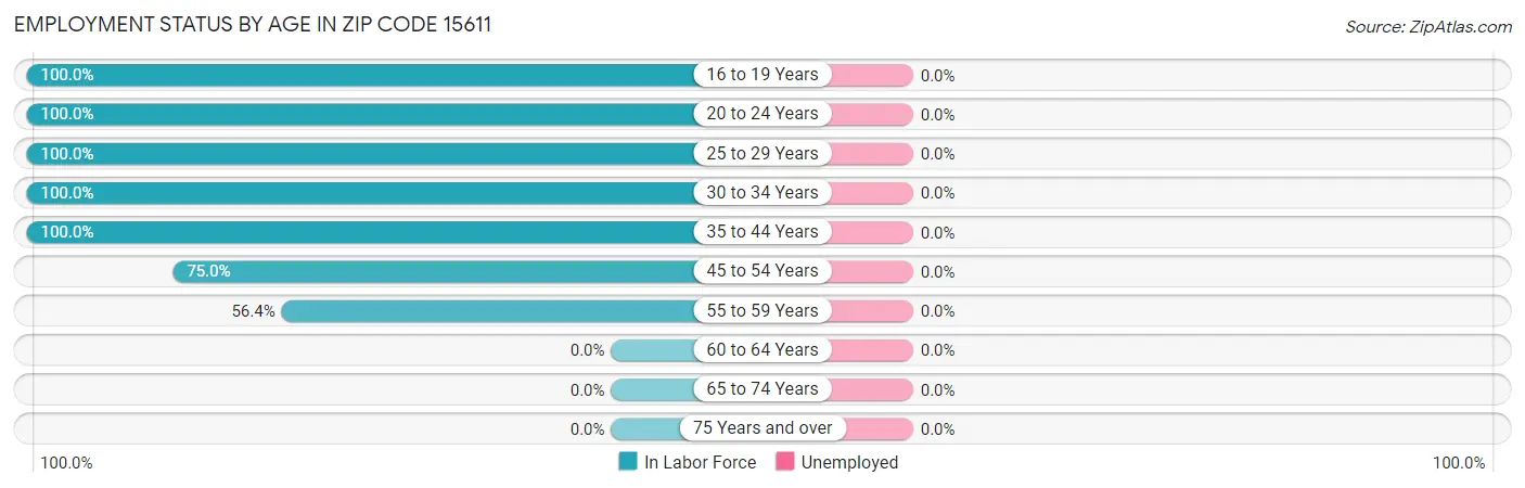 Employment Status by Age in Zip Code 15611