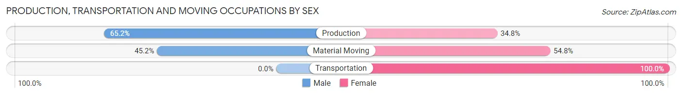 Production, Transportation and Moving Occupations by Sex in Zip Code 15629