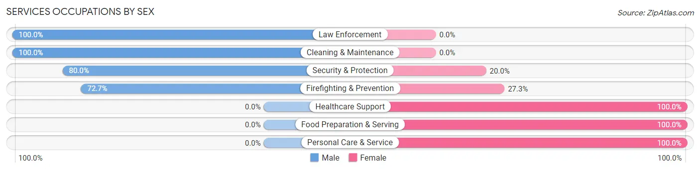 Services Occupations by Sex in Zip Code 15629