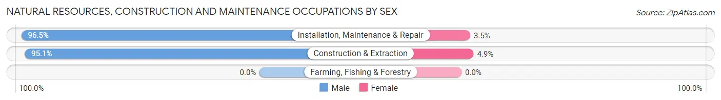Natural Resources, Construction and Maintenance Occupations by Sex in Zip Code 15642