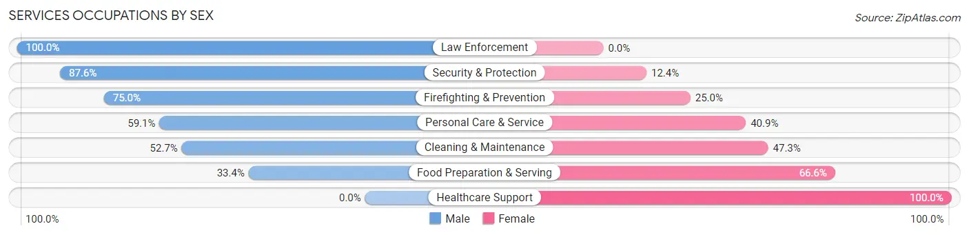 Services Occupations by Sex in Zip Code 15666