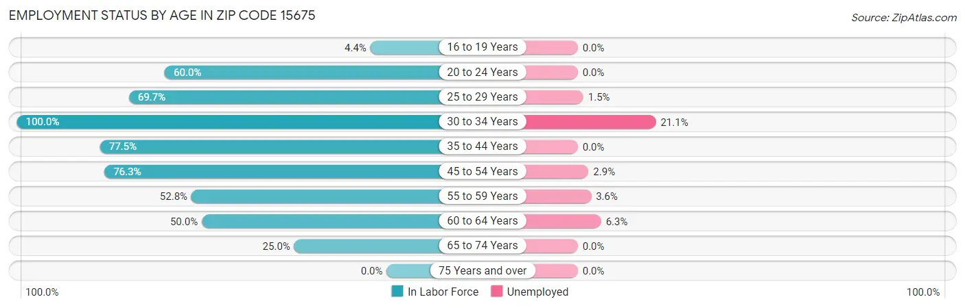 Employment Status by Age in Zip Code 15675