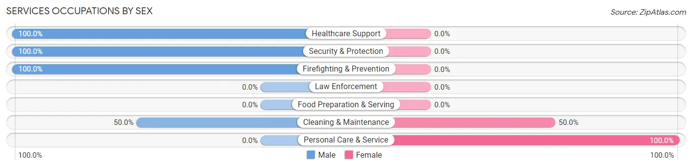 Services Occupations by Sex in Zip Code 15678
