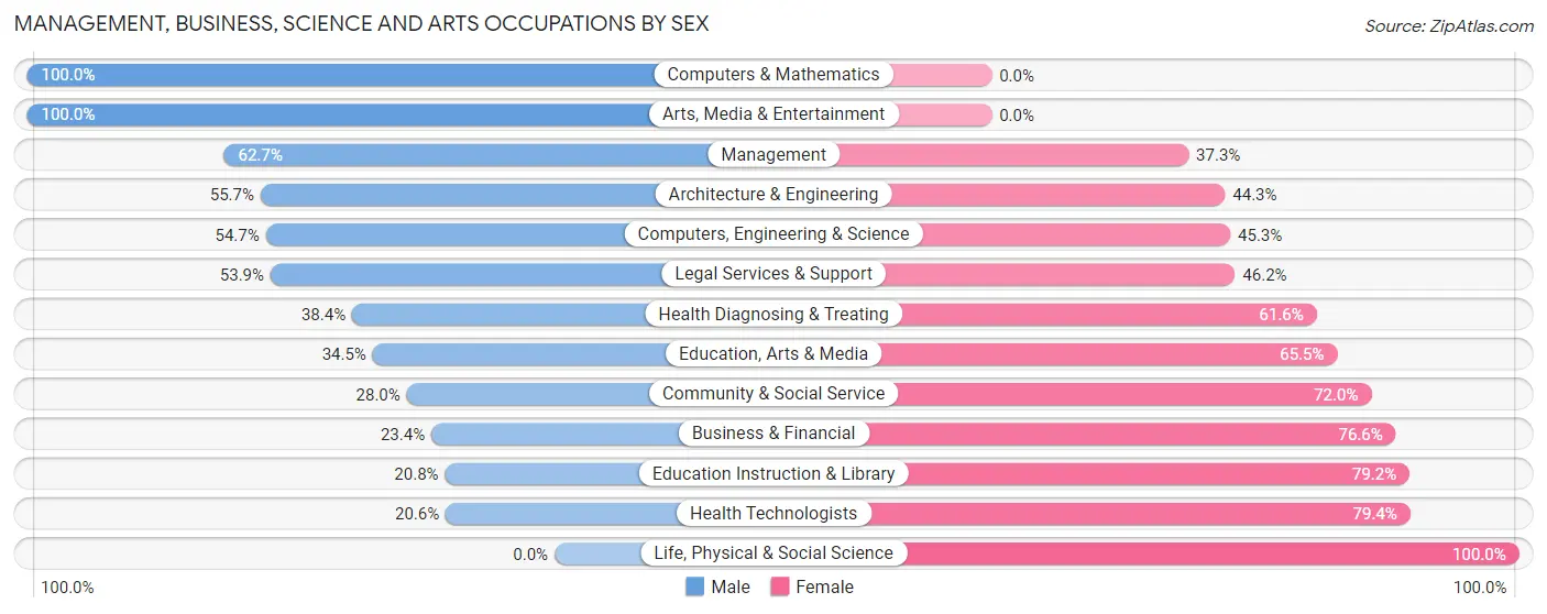 Management, Business, Science and Arts Occupations by Sex in Zip Code 15683