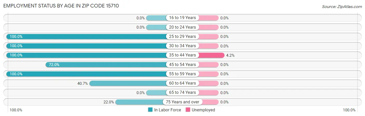 Employment Status by Age in Zip Code 15710