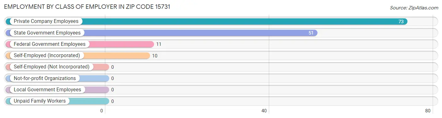 Employment by Class of Employer in Zip Code 15731