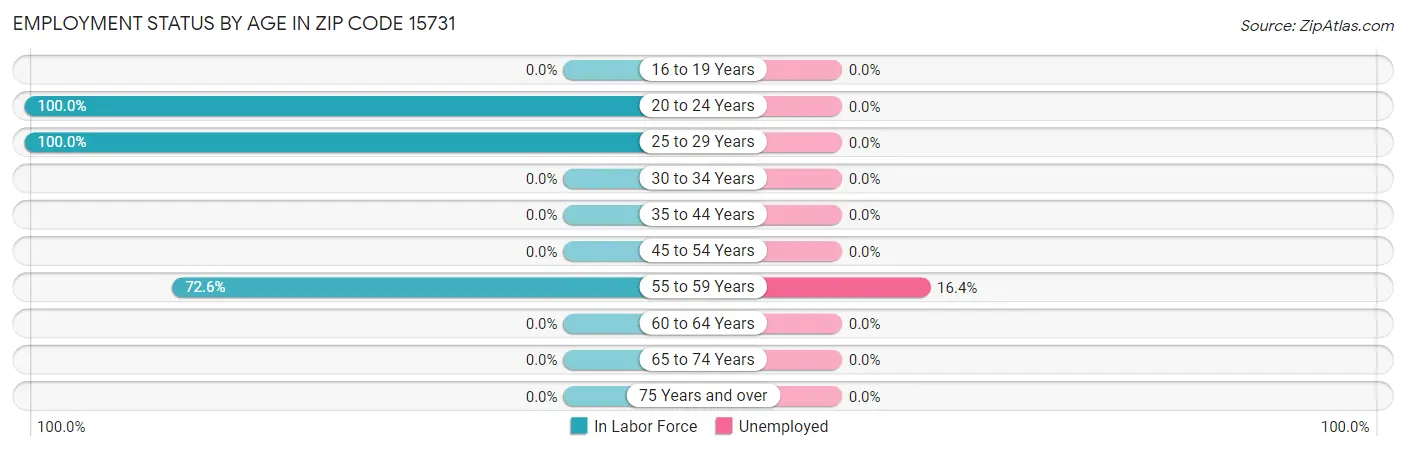 Employment Status by Age in Zip Code 15731
