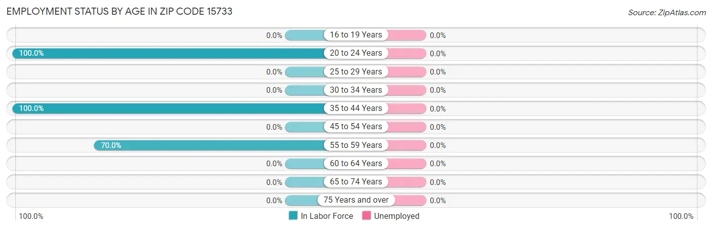 Employment Status by Age in Zip Code 15733