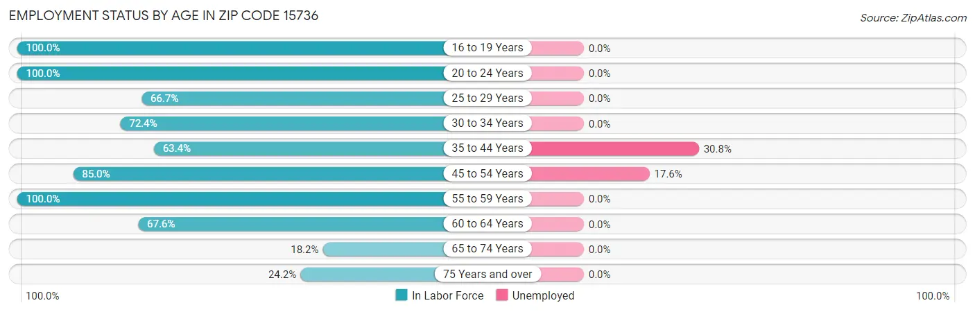 Employment Status by Age in Zip Code 15736