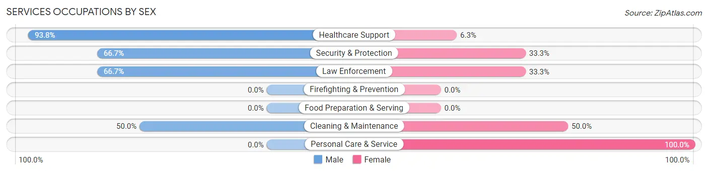Services Occupations by Sex in Zip Code 15736