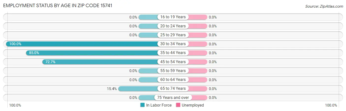 Employment Status by Age in Zip Code 15741