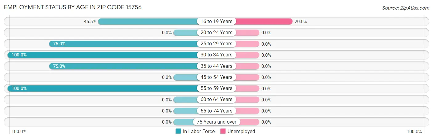Employment Status by Age in Zip Code 15756